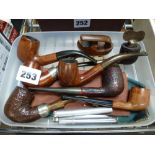 Eight well-kept pipes including two by Peterson with silver rims, a Shamrock, Orlik De Luxe, etc.,