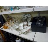 A Foley china Broadway pattern part tea service approximately 39 pieces, Czechoslovakian glass