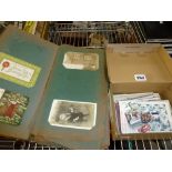 A Victorian postcard album with some contents and a small quantity of loose and interesting cards