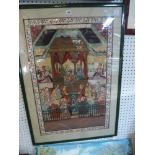 Indo-Persian school, a gouache on fine cotton of a maharajah holding court (85 x 56 cm), framed TO