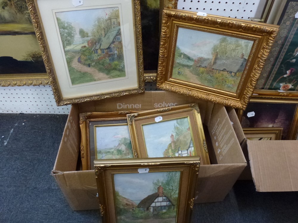M. Gardner, a collection of eight watercolours of cottage gardens, all signed (largest 28 x 20