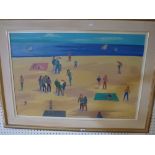 G.D. Graham, an oils on canvas, figures on a sandy beach, signed and dated '92 (60 x 90 cm),