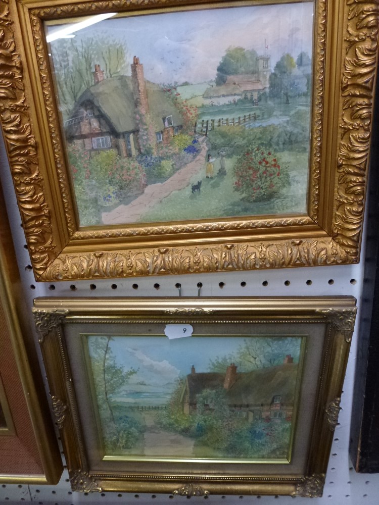 M. Gardner, a collection of eight watercolours of cottage gardens, all signed (largest 28 x 20 - Image 3 of 3