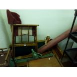 Four Haxyes folding bridge chairs, a bridge table and a collection of sticks. TO BID ON THIS LOT AND