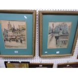 G.G. R..., a pair of late 19th or early 20th century watercolours, views of Paris, both indistinctly