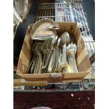 A large quantity of EPNS and other cutlery, mainly Old English pattern, together with a metal leaf