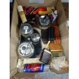 A large carton of tobacco smoking accoutrements, including cigar cutters, leather cigar cases,