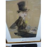 An early 20th century modern school portrait of a young woman in formal riding habit with gloves and