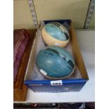 Two antique colonial souvenir painted ostrich eggs, each depicting ships off a shore with