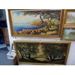 Chennet, two oils on canvas, one of coastal pines, the other of a woodland pool, both signed (