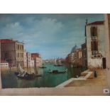 Oils on canvas, Venice, gondoliers on the Grand Canal (46 x 81 cm) TO BID ON THIS LOT AND FOR