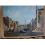 Oils on canvas, gondoliers' landing stage, Venice (51 x 61 cm) TO BID ON THIS LOT AND FOR VIEWING