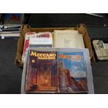 A collection of Meccano magazines from 1930s and a box of sheet music. TO BID ON THIS LOT AND FOR