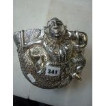 A splendid Indian native silver box embossed and chased with a fierce running figure, 19 cm wide,