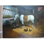 In the style of J.F. Herring, oils on canvas, stable scene (51 x 61 cm) TO BID ON THIS LOT AND FOR