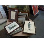 A collection of old prints mainly of Harrow and Harrow School, including an engraving signed E.