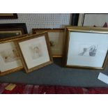 Three framed sanguine prints after old masters, including after Guercino, and a 20th century