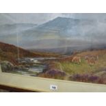 Thomas Rowden (1842-1926), 'Ponies on the Moor', watercolour (28 x 49 cm), and C. Trevor, a