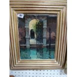 Jeremy Barlow, oil on board, 'Gateway, Canareggio', signed (28.5 x 22.5 cm), part-gilt frame,