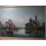 20th century, oils on canvas, a view of Venice (60 x 91 cm), white frame TO BID ON THIS LOT AND