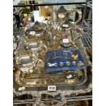 A reproduction Canadian silver-plated tea and coffee service, of five pieces on a tray, by Marlboro,