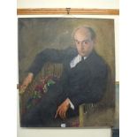 Keller, mid-20th century, oils on canvas, a half-length portrait of Dr Gustav Baum, seated in a cane
