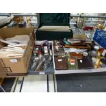 An interesting lot including old wrist watches, a leather Filofax and jewel case, cigar case,