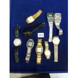 A gent's wrist watch lot including early digital including a Casio Data Bank 150 and Casio Wave