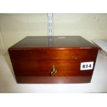 A small Dunhill mahogany cigar humidor with key, 8.25 in long [B] TO BID ON THIS LOT AND FOR VIEWING