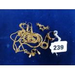 A quantity of 9 ct gold jewellery, comprising: three necklets, two bracelets, three pairs of