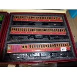 Trains: an Ace Trains '0' gauge tinplate Electrical Multiple Unit set of three, EMU LMS, in original