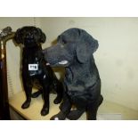 Two large figurines of labradors one by Country Artist entitled 'Bruce the black labrador', the