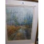 Jill van Hoorn, pastels, 'Morning Walk on Box Hill', signed (36 x 27 cm), gilt frame TO BID ON