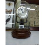 A Bulle 800 Days mantel timepiece with silvered dial under glass dome, 10.5 in high overall [A] TO
