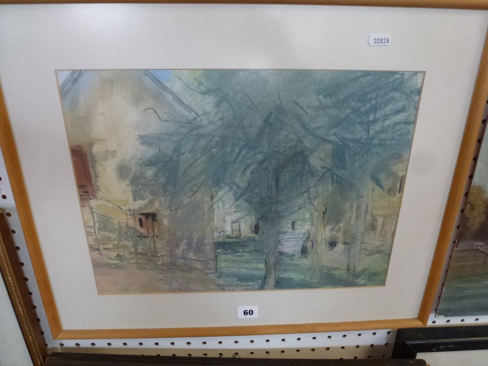 Erica Macdonald, pastels, 'Courtyard', signed with initials and dated 93 (30 x 42 cm), framed,