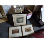 A small collection of old prints, including 'Hall of the Skinners' Company', the mount with