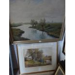 Attributed to Henry John Sylvester Stannard, a watercolour, Water Meadows beside the River Ouse,