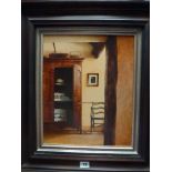 Ron Bone, acrylic on board, 'Open Armoire', signed (37 x 30 cm), framed, reverse with label for