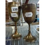 Two late Victorian plain silver goblets, apparently never engraved, 7 and 7.5 in, Sheffield 1896/97,