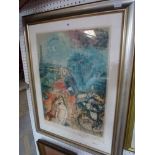 After Marc Chagall, limited edition print (346/500), 'Les amoureux de la Tour Eiffel', printed