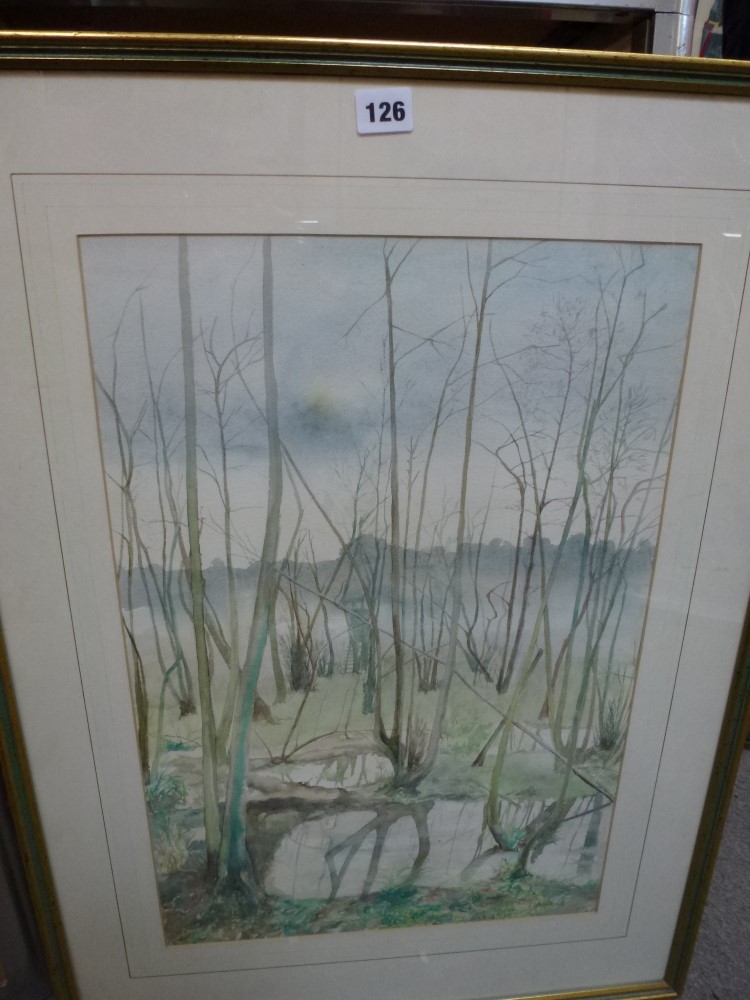 Simon Beckett, watercolour, 'Trees and Hide near the Holtmuhle, West Germany', signed and dated (