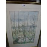 Simon Beckett, watercolour, 'Trees and Hide near the Holtmuhle, West Germany', signed and dated (