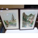 A pair of watercolours of Venice and six prints. [opposite G40] TO BID ON THIS LOT AND FOR VIEWING