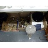 A lot of vintage lights comprising a crystal table light, four small crystal ceiling lights with