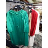 Ladies' coats and jackets including a vintage green satin coat, a Gharani Strok faux fur