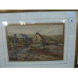 Six various watercolours comprising landscapes, including an Alpine scene, a beach scene by