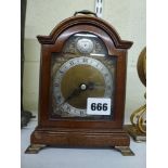 An Elliott reproduction mantel timepiece in mahogany case, 8 in with handle up [A] WE DO NOT TAKE