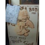 Rolf Harris, 'Bob, Many many thanks, Rolf', a painted profile on card, of Robert Jones (80 x 55 cm),