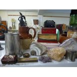 A small quantity of geodes and rock samples, a Royal Doulton stoneware tobacco jar and cover, a