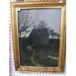 W. H. Bond, an oils on canvas, the moonlit path, signed (46 x 33 cm) in a gilt frame. WE DO NOT TAKE